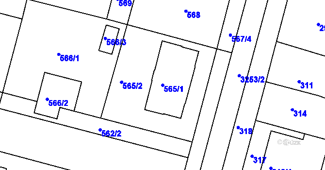 Parcela st. 565/1 v KÚ Kamenice nad Lipou, Katastrální mapa