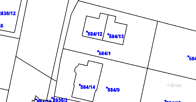 Parcela st. 584/1 v KÚ Kamenice nad Lipou, Katastrální mapa