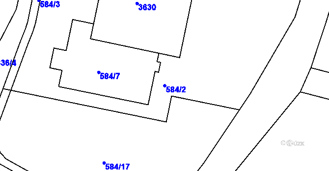 Parcela st. 584/2 v KÚ Kamenice nad Lipou, Katastrální mapa