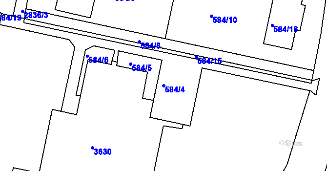 Parcela st. 584/4 v KÚ Kamenice nad Lipou, Katastrální mapa