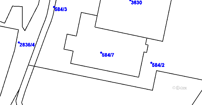 Parcela st. 584/7 v KÚ Kamenice nad Lipou, Katastrální mapa