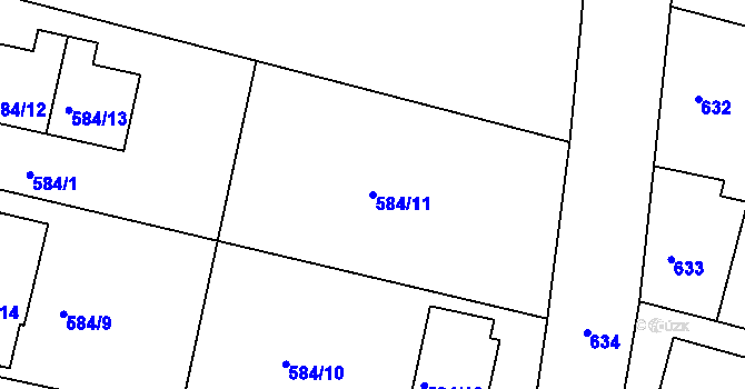Parcela st. 584/11 v KÚ Kamenice nad Lipou, Katastrální mapa
