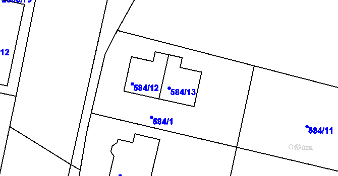 Parcela st. 584/13 v KÚ Kamenice nad Lipou, Katastrální mapa