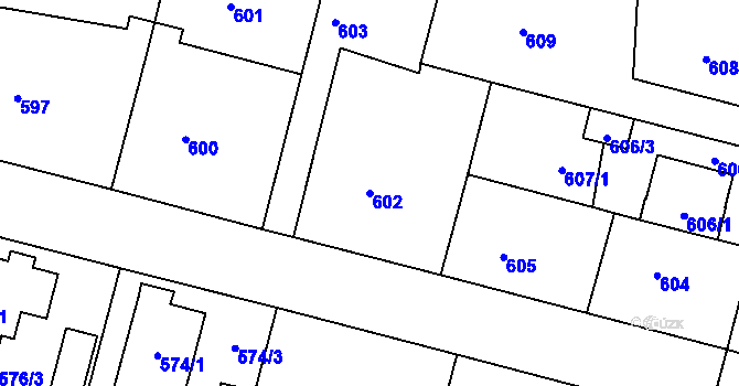 Parcela st. 602 v KÚ Kamenice nad Lipou, Katastrální mapa
