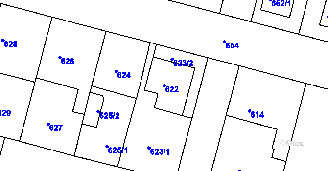 Parcela st. 622 v KÚ Kamenice nad Lipou, Katastrální mapa