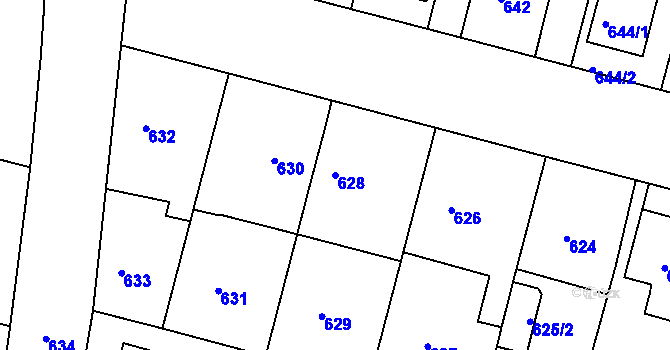 Parcela st. 628 v KÚ Kamenice nad Lipou, Katastrální mapa