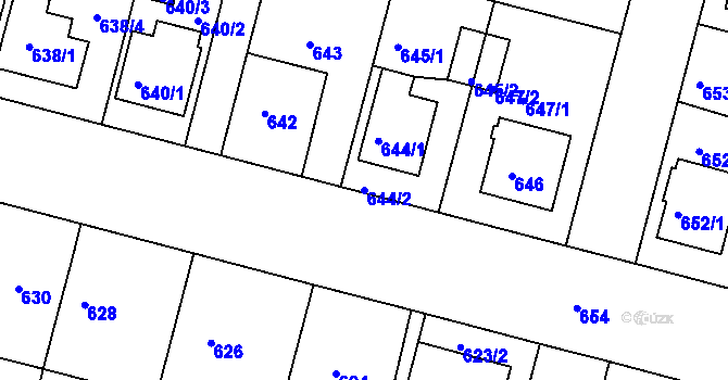 Parcela st. 644/2 v KÚ Kamenice nad Lipou, Katastrální mapa