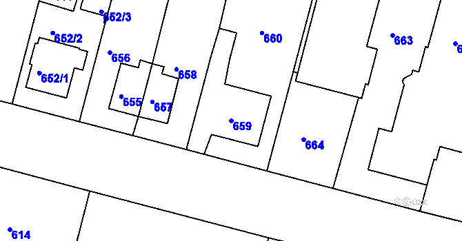 Parcela st. 659 v KÚ Kamenice nad Lipou, Katastrální mapa