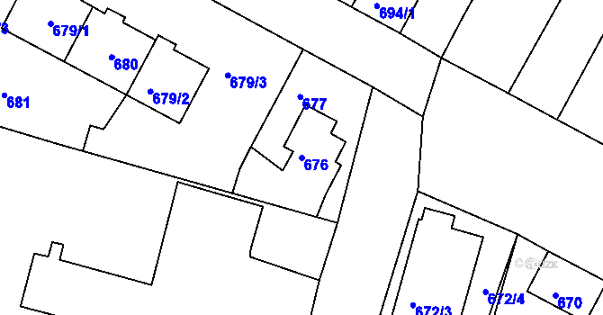 Parcela st. 676 v KÚ Kamenice nad Lipou, Katastrální mapa