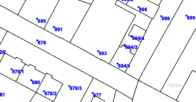 Parcela st. 693 v KÚ Kamenice nad Lipou, Katastrální mapa