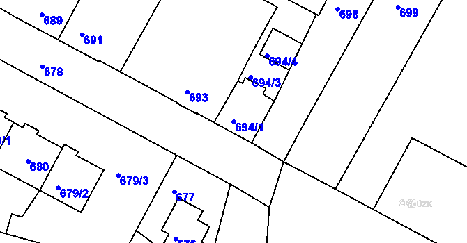 Parcela st. 694/1 v KÚ Kamenice nad Lipou, Katastrální mapa