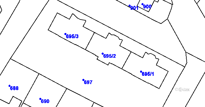 Parcela st. 695/2 v KÚ Kamenice nad Lipou, Katastrální mapa