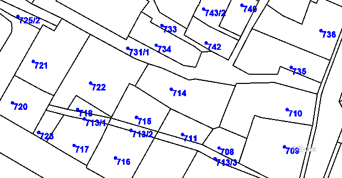 Parcela st. 714 v KÚ Kamenice nad Lipou, Katastrální mapa