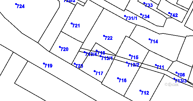 Parcela st. 718 v KÚ Kamenice nad Lipou, Katastrální mapa