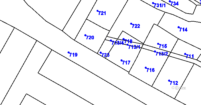 Parcela st. 723 v KÚ Kamenice nad Lipou, Katastrální mapa