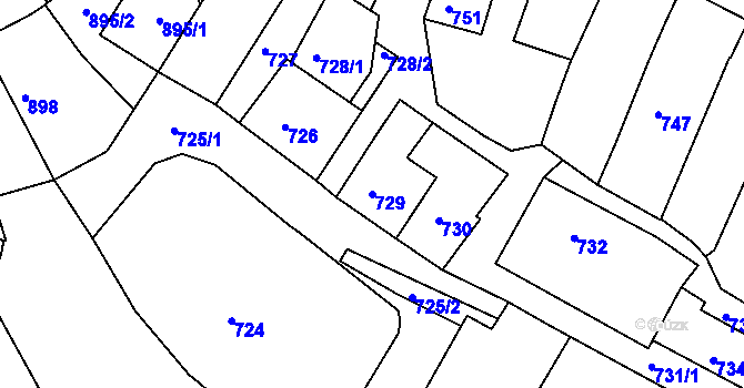 Parcela st. 729 v KÚ Kamenice nad Lipou, Katastrální mapa