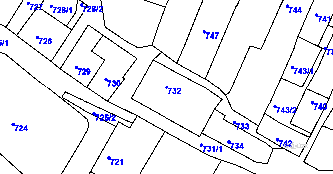Parcela st. 732 v KÚ Kamenice nad Lipou, Katastrální mapa