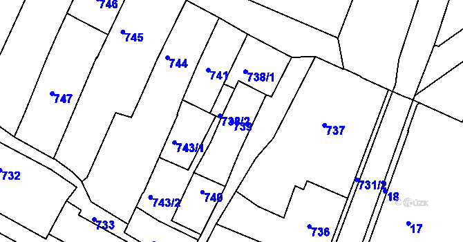 Parcela st. 739 v KÚ Kamenice nad Lipou, Katastrální mapa