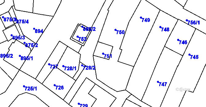 Parcela st. 751 v KÚ Kamenice nad Lipou, Katastrální mapa