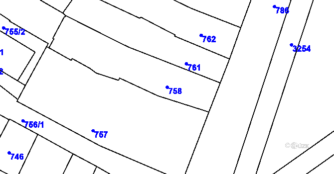 Parcela st. 758 v KÚ Kamenice nad Lipou, Katastrální mapa