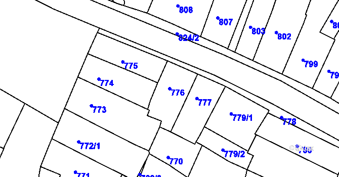 Parcela st. 776 v KÚ Kamenice nad Lipou, Katastrální mapa