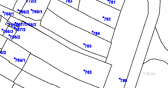 Parcela st. 785 v KÚ Kamenice nad Lipou, Katastrální mapa