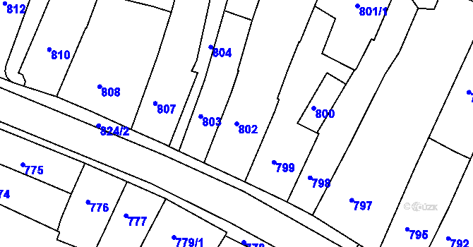 Parcela st. 802 v KÚ Kamenice nad Lipou, Katastrální mapa