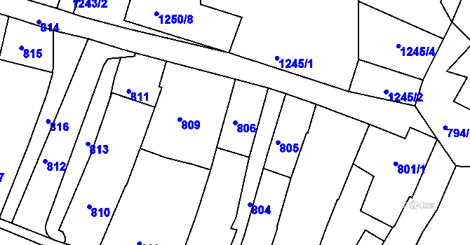 Parcela st. 806 v KÚ Kamenice nad Lipou, Katastrální mapa