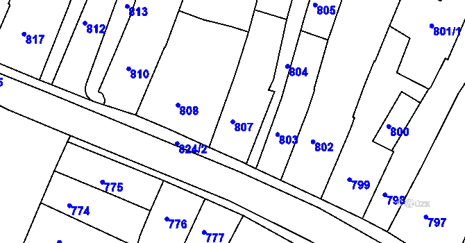 Parcela st. 807 v KÚ Kamenice nad Lipou, Katastrální mapa