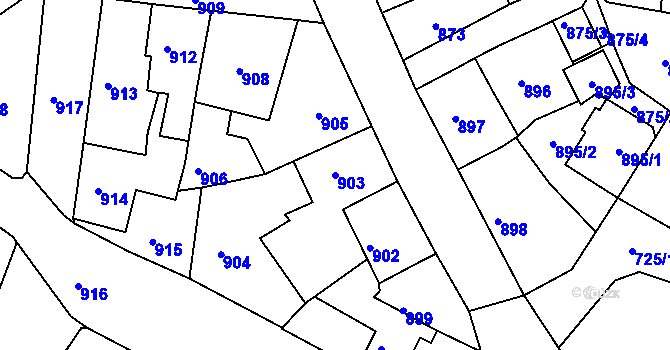 Parcela st. 903 v KÚ Kamenice nad Lipou, Katastrální mapa