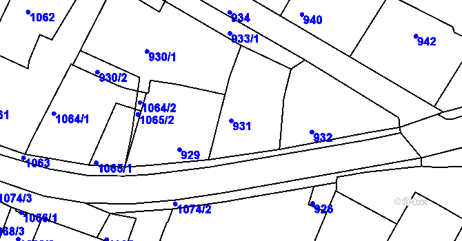 Parcela st. 931 v KÚ Kamenice nad Lipou, Katastrální mapa