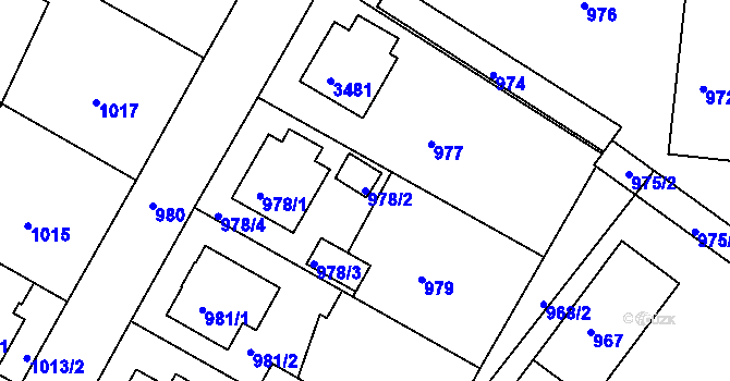 Parcela st. 978/2 v KÚ Kamenice nad Lipou, Katastrální mapa