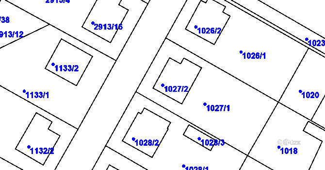 Parcela st. 1027/2 v KÚ Kamenice nad Lipou, Katastrální mapa