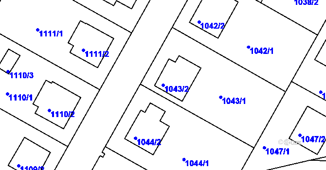 Parcela st. 1043/2 v KÚ Kamenice nad Lipou, Katastrální mapa