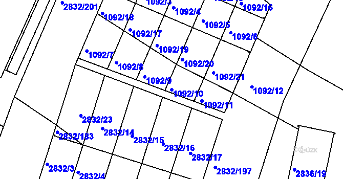 Parcela st. 1092/10 v KÚ Kamenice nad Lipou, Katastrální mapa