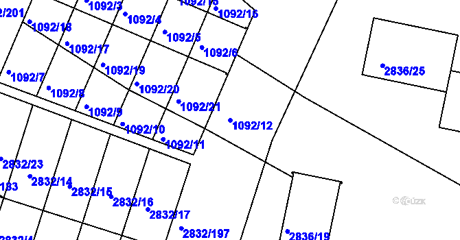 Parcela st. 1092/12 v KÚ Kamenice nad Lipou, Katastrální mapa