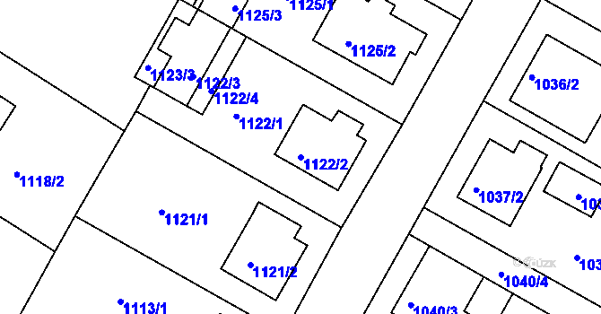 Parcela st. 1122/2 v KÚ Kamenice nad Lipou, Katastrální mapa
