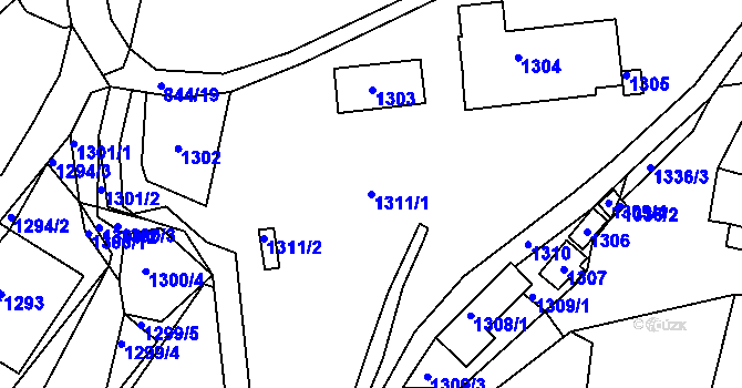 Parcela st. 1311/1 v KÚ Kamenice nad Lipou, Katastrální mapa