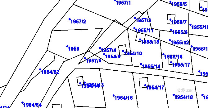 Parcela st. 1954/9 v KÚ Kamenice nad Lipou, Katastrální mapa