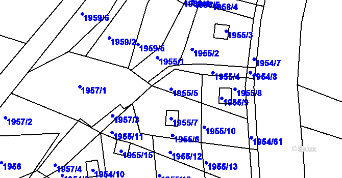 Parcela st. 1955/5 v KÚ Kamenice nad Lipou, Katastrální mapa