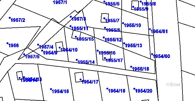 Parcela st. 1955/16 v KÚ Kamenice nad Lipou, Katastrální mapa