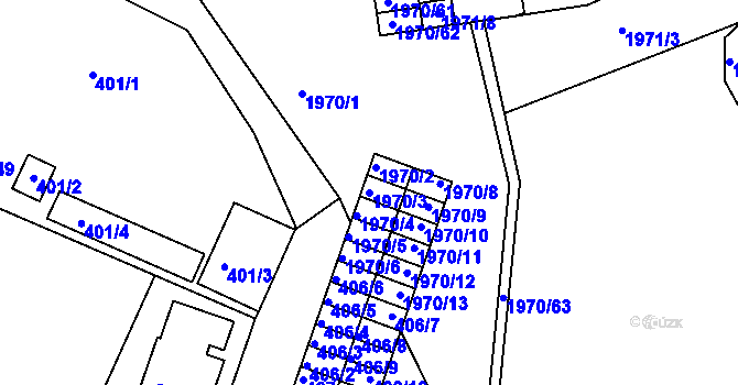 Parcela st. 1970/3 v KÚ Kamenice nad Lipou, Katastrální mapa