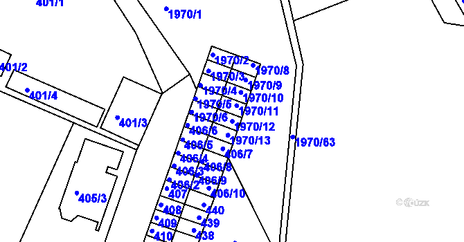Parcela st. 1970/12 v KÚ Kamenice nad Lipou, Katastrální mapa