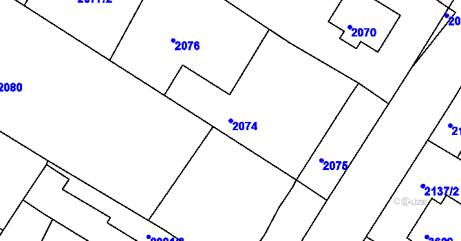Parcela st. 2074 v KÚ Kamenice nad Lipou, Katastrální mapa