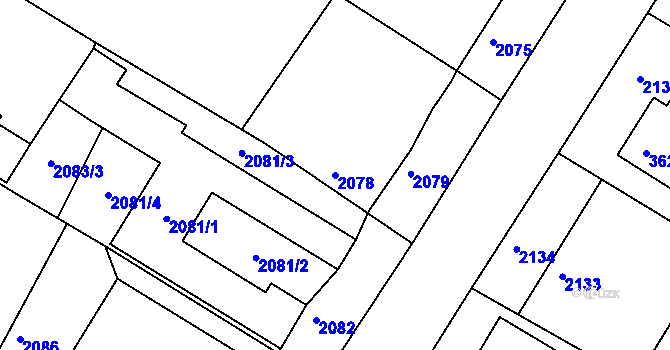 Parcela st. 2078 v KÚ Kamenice nad Lipou, Katastrální mapa