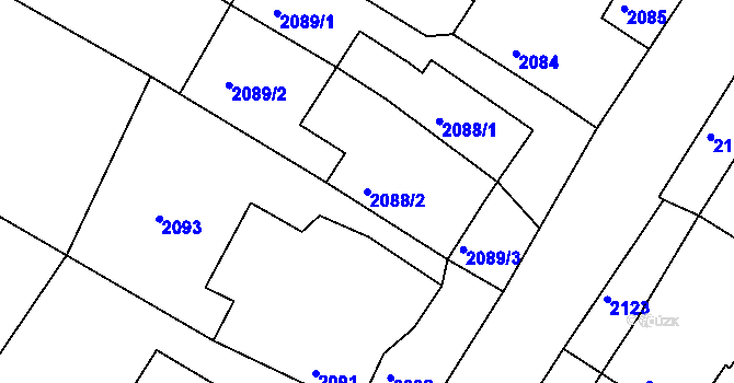 Parcela st. 2088/2 v KÚ Kamenice nad Lipou, Katastrální mapa