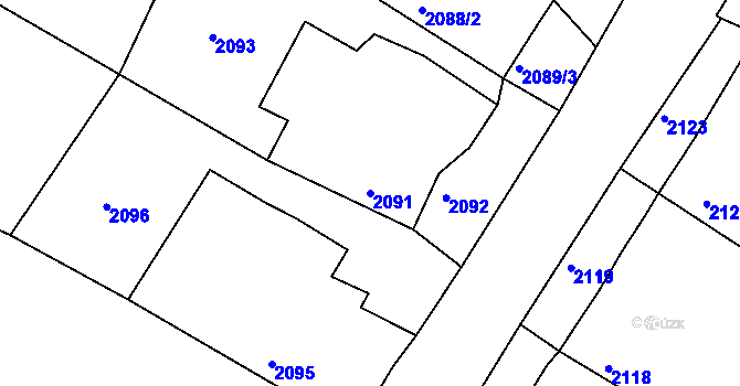 Parcela st. 2091 v KÚ Kamenice nad Lipou, Katastrální mapa