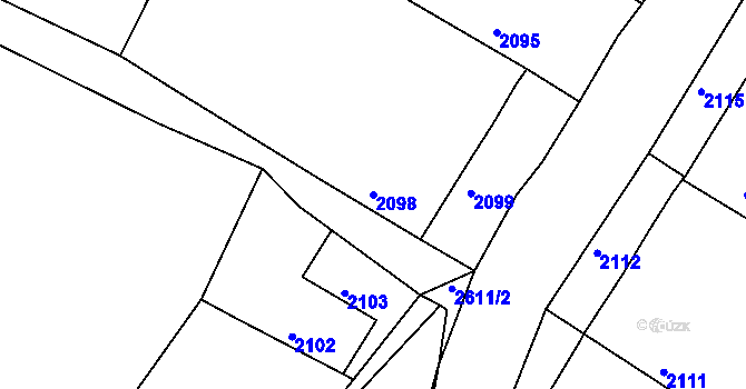 Parcela st. 2098 v KÚ Kamenice nad Lipou, Katastrální mapa