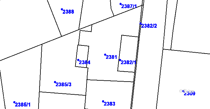 Parcela st. 2381 v KÚ Kamenice nad Lipou, Katastrální mapa