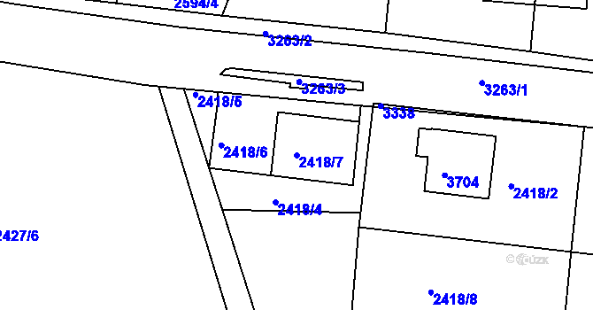 Parcela st. 2418/7 v KÚ Kamenice nad Lipou, Katastrální mapa